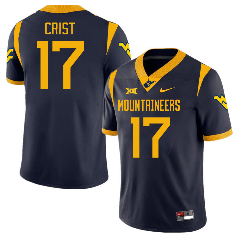 #17 Jackson Crist West Virginia Mountaineers College 2024 New Uniforms Football Jerseys Stitched Sale-Navy